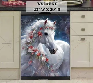 Preview of White Christmas Horse magnet in XX Large size.