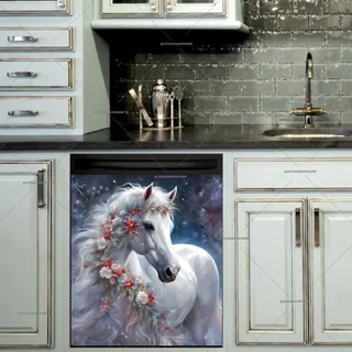 Preview of White Christmas Horse magnet.