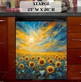 Preview of Tuscan Morning Sunflowers magnet in Extra Large size.