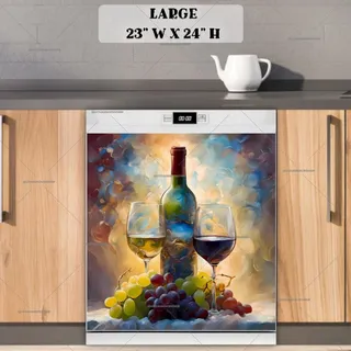 Preview of Abstract Wine and Grapes magnet in Large size.