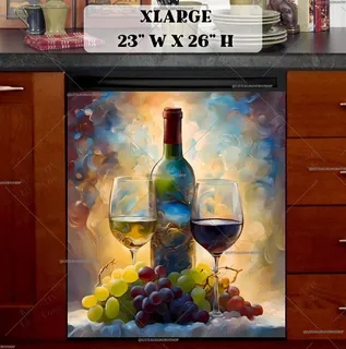 Preview of Abstract Wine and Grapes magnet in Extra Large size.