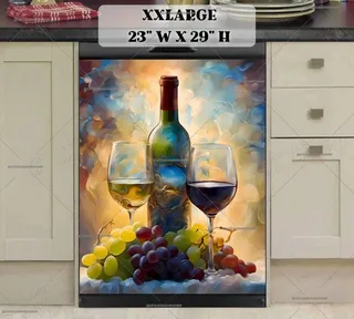 Preview of Abstract Wine and Grapes magnet in XX Large size.