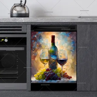 Preview of Abstract Wine and Grapes magnet.