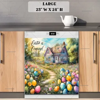 Preview of Pretty Easter Cottage magnet in Large size.