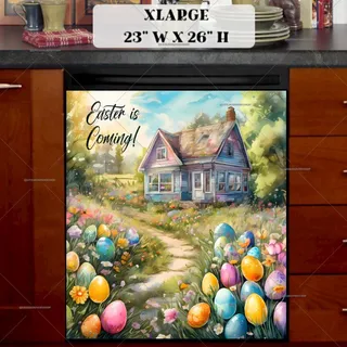 Preview of Pretty Easter Cottage magnet in Extra Large size.