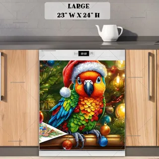 Preview of Cute Christmas Parrot magnet in Large size.