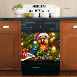 Preview of Cute Christmas Parrot magnet in Medium size.