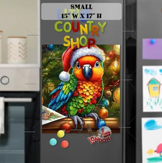 Preview of Cute Christmas Parrot magnet in Small size.