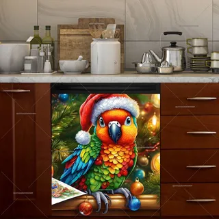 Preview of Cute Christmas Parrot magnet.