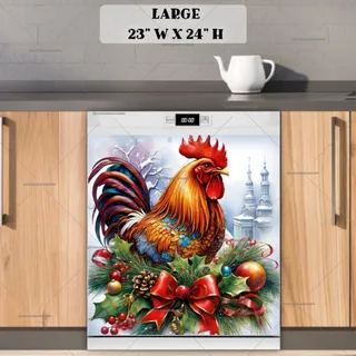 Preview of Beautiful Christmas Rooster magnet in Large size.