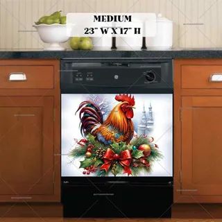 Preview of Beautiful Christmas Rooster magnet in Medium size.