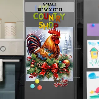 Preview of Beautiful Christmas Rooster magnet in Small size.