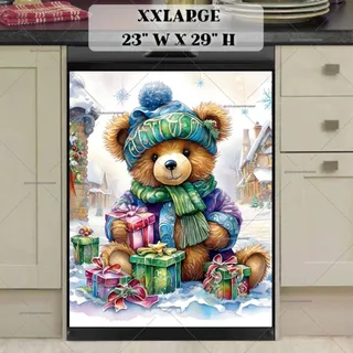 Preview of Christmas Teddy Bear with Gifts magnet in XX Large size.