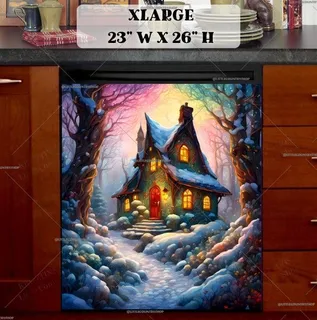 Preview of Stained Glass Gnome Cottage magnet in Extra Large size.