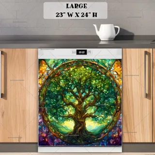 Preview of Stained Glass Green Tree magnet in Large size.