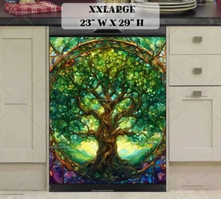 Preview of Stained Glass Green Tree magnet in XX Large size.