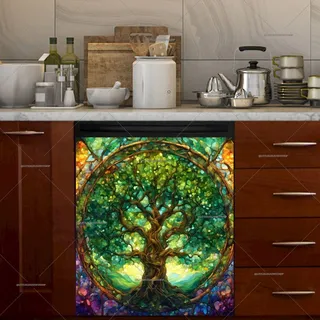 Preview of Stained Glass Green Tree magnet.