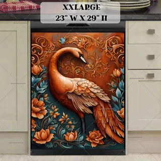 Preview of Tooled Leather Swan Design magnet in XX Large size.