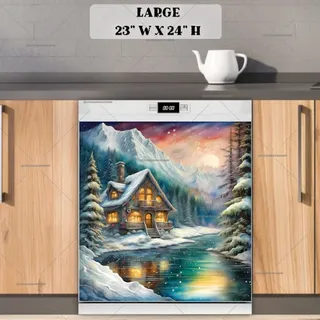 Preview of Beautiful Winter Cottage magnet in Large size.