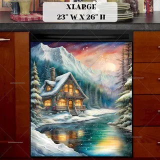 Preview of Beautiful Winter Cottage magnet in Extra Large size.