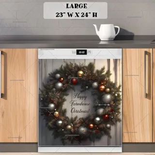 Preview of Farmhouse Christmas Wreath magnet in Large size.