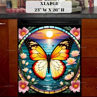 Preview of Stained Glass Summer Butterfly magnet in Extra Large size.