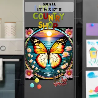 Preview of Stained Glass Summer Butterfly magnet in Small size.