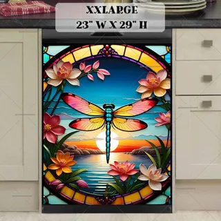 Preview of Stained Glass Sunset Dragonfly magnet in XX Large size.