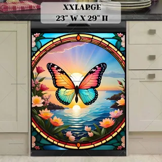 Preview of Stained Glass Sunset Butterfly magnet in XX Large size.