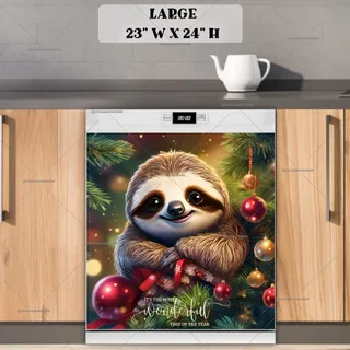 Preview of Cute Sloth on the Christmas Tree magnet in Large size.