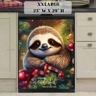 Preview of Cute Sloth on the Christmas Tree magnet in XX Large size.