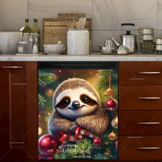 Preview of Cute Sloth on the Christmas Tree magnet.