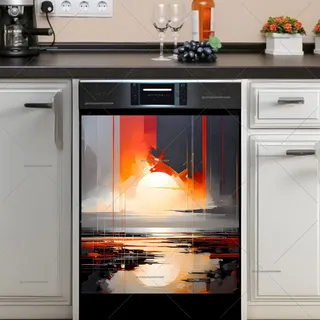 Preview of Abstract Modern Sunset Art magnet.