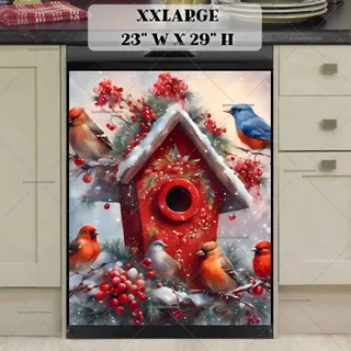 Preview of Christmas Birdhouse and Birds magnet in XX Large size.