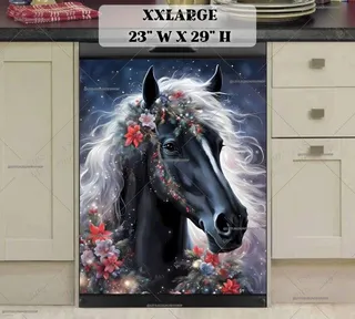 Preview of Black Christmas Horse magnet in XX Large size.