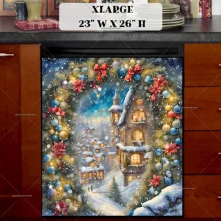 Preview of Vintage Christmas Village magnet in Extra Large size.