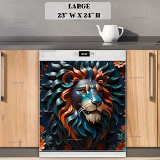 Preview of Metallic Lion with Flowers magnet in Large size.