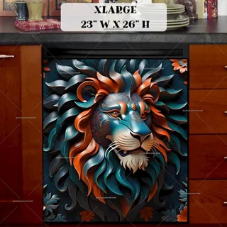 Preview of Metallic Lion with Flowers magnet in Extra Large size.