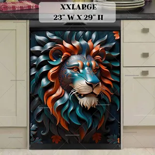 Preview of Metallic Lion with Flowers magnet in XX Large size.