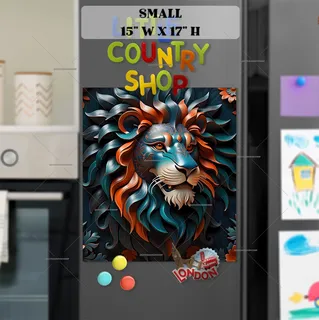 Preview of Metallic Lion with Flowers magnet in Small size.