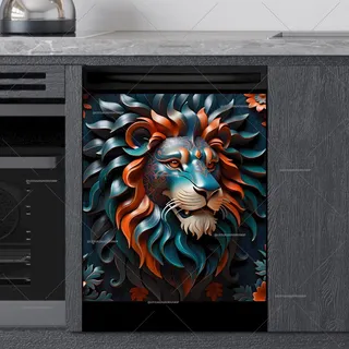 Preview of Metallic Lion with Flowers magnet.