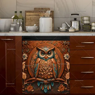 Preview of Tooled Leather Owl on a Branch magnet.