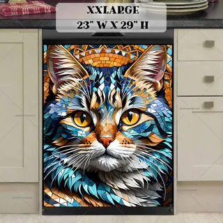 Preview of Beautiful Mosaic Cat magnet in XX Large size.