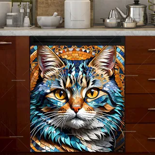 Preview of Beautiful Mosaic Cat magnet.