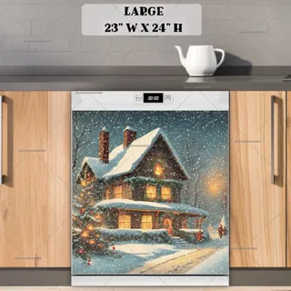 Preview of Vintage Christmas Cottage magnet in Large size.