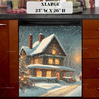 Preview of Vintage Christmas Cottage magnet in Extra Large size.