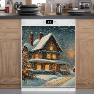 Preview of Vintage Christmas Cottage magnet.