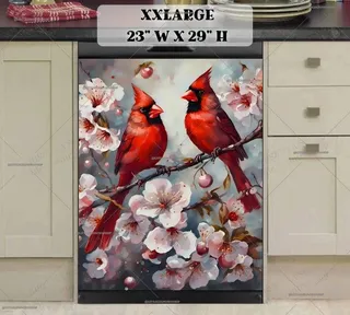 Preview of Red Cardinals on the Cherry Tree magnet in XX Large size.