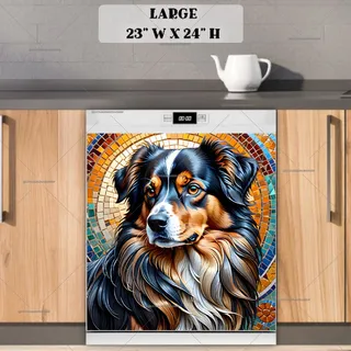 Preview of Beautiful Mosaic Dog magnet in Large size.