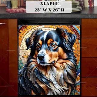 Preview of Beautiful Mosaic Dog magnet in Extra Large size.